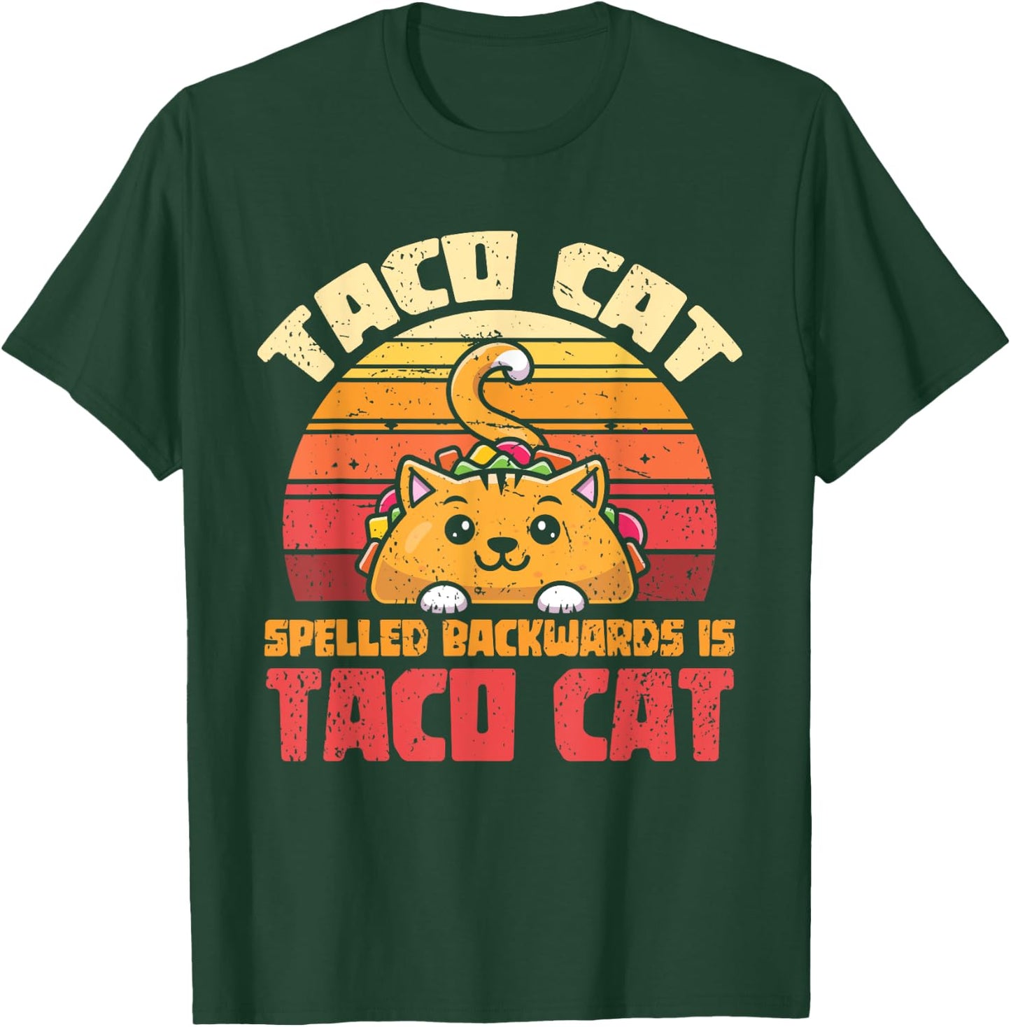 Tacocat Spelled Backwards Is Tacocat Funny Retro Taco Women Girls Kids T-Shirt - T-Shirt | Forest