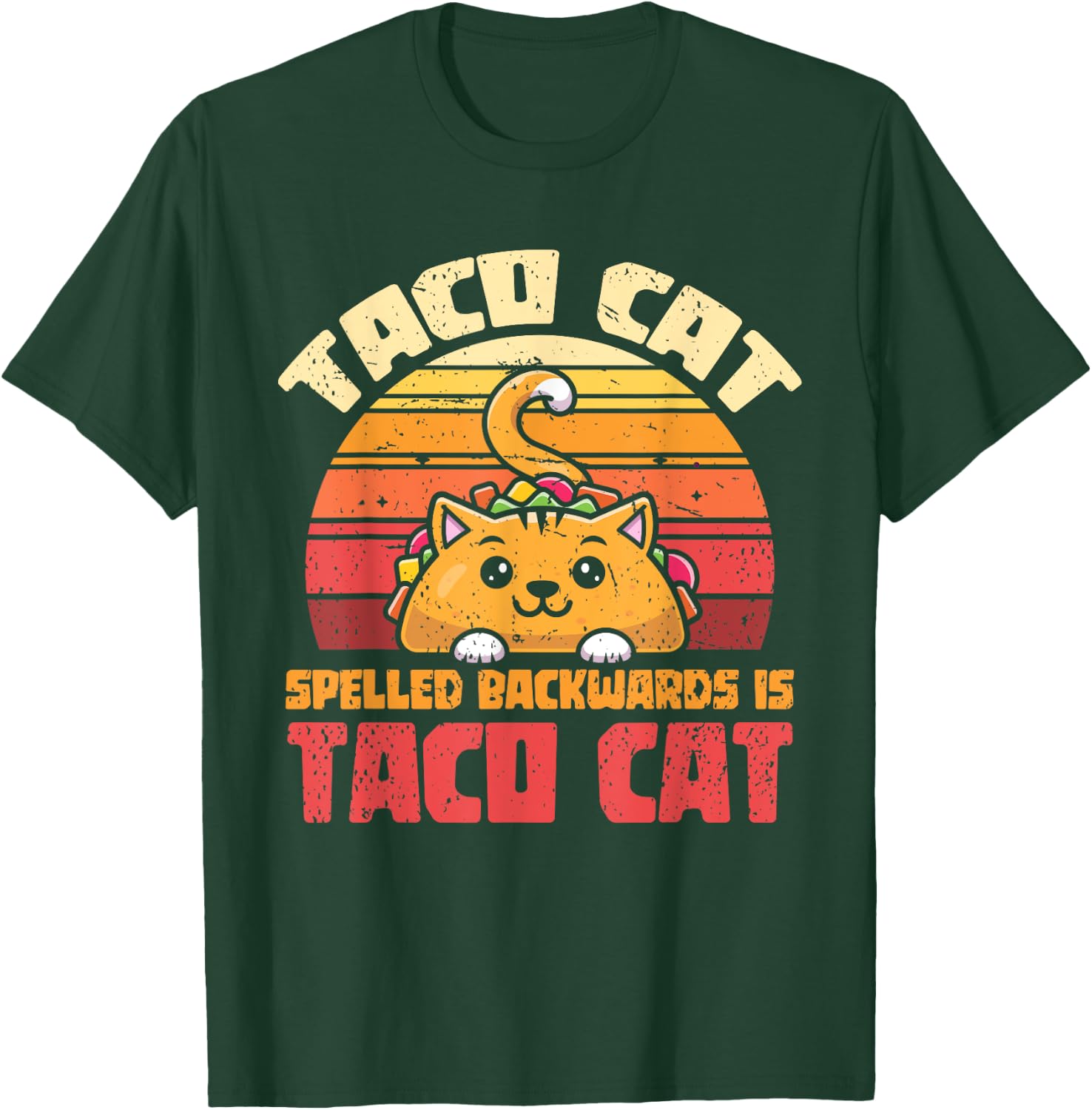 Tacocat Spelled Backwards Is Tacocat Funny Retro Taco Women Girls Kids T-Shirt - T-Shirt | Forest