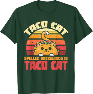 Tacocat Spelled Backwards Is Tacocat Funny Retro Taco Women Girls Kids T-Shirt - T-Shirt | Forest
