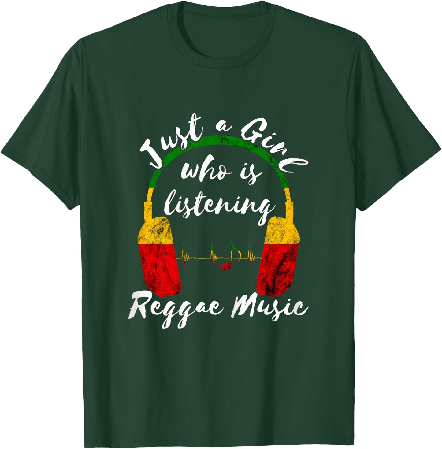 Just A Girl Who is Listening Reggae Music Rastafari Roots T-Shirt - T-Shirt | Forest