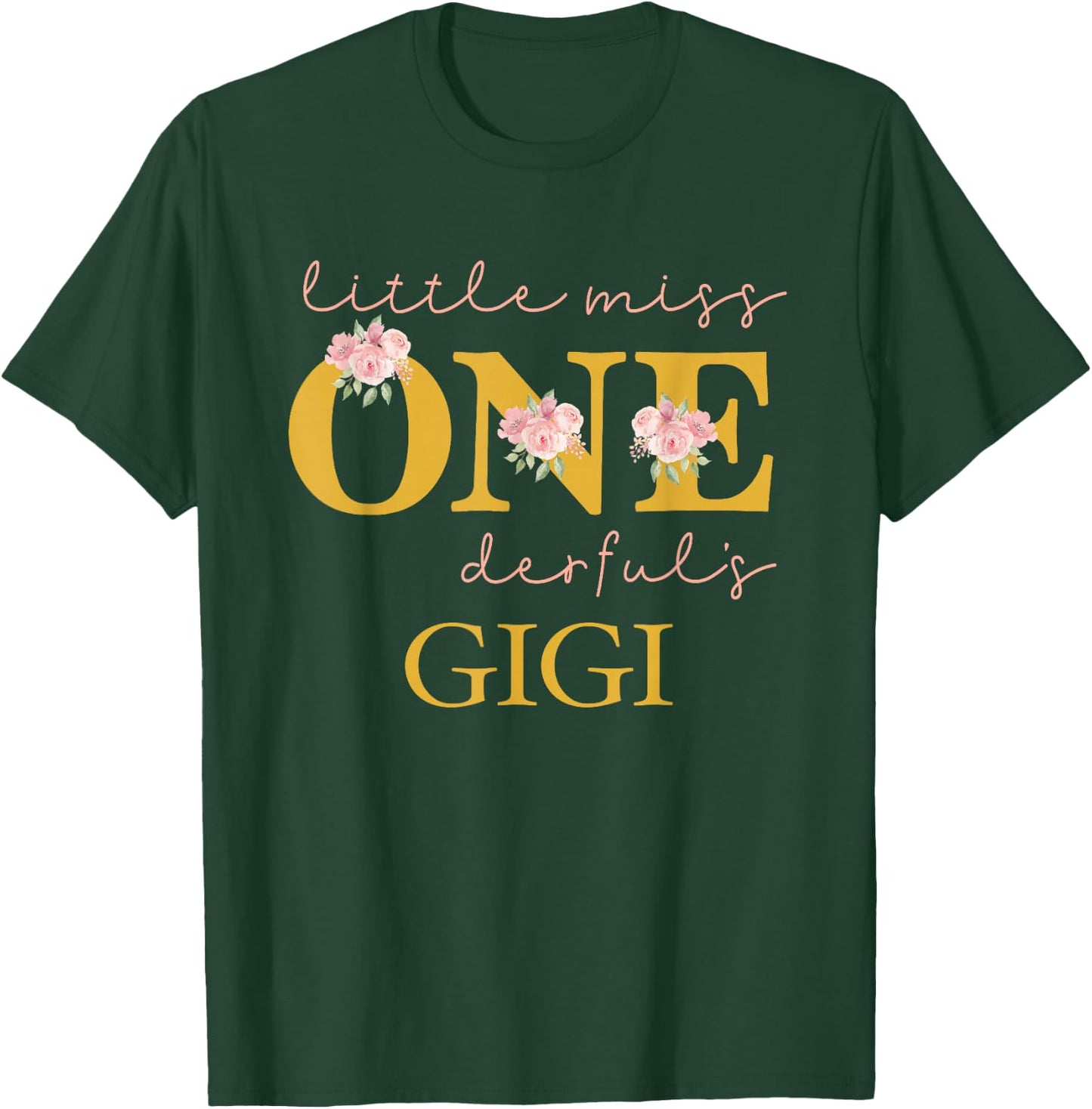 Gigi Little Miss Onederful Birthday Party 1 Year Old Girl T-Shirt - T-Shirt | Forest