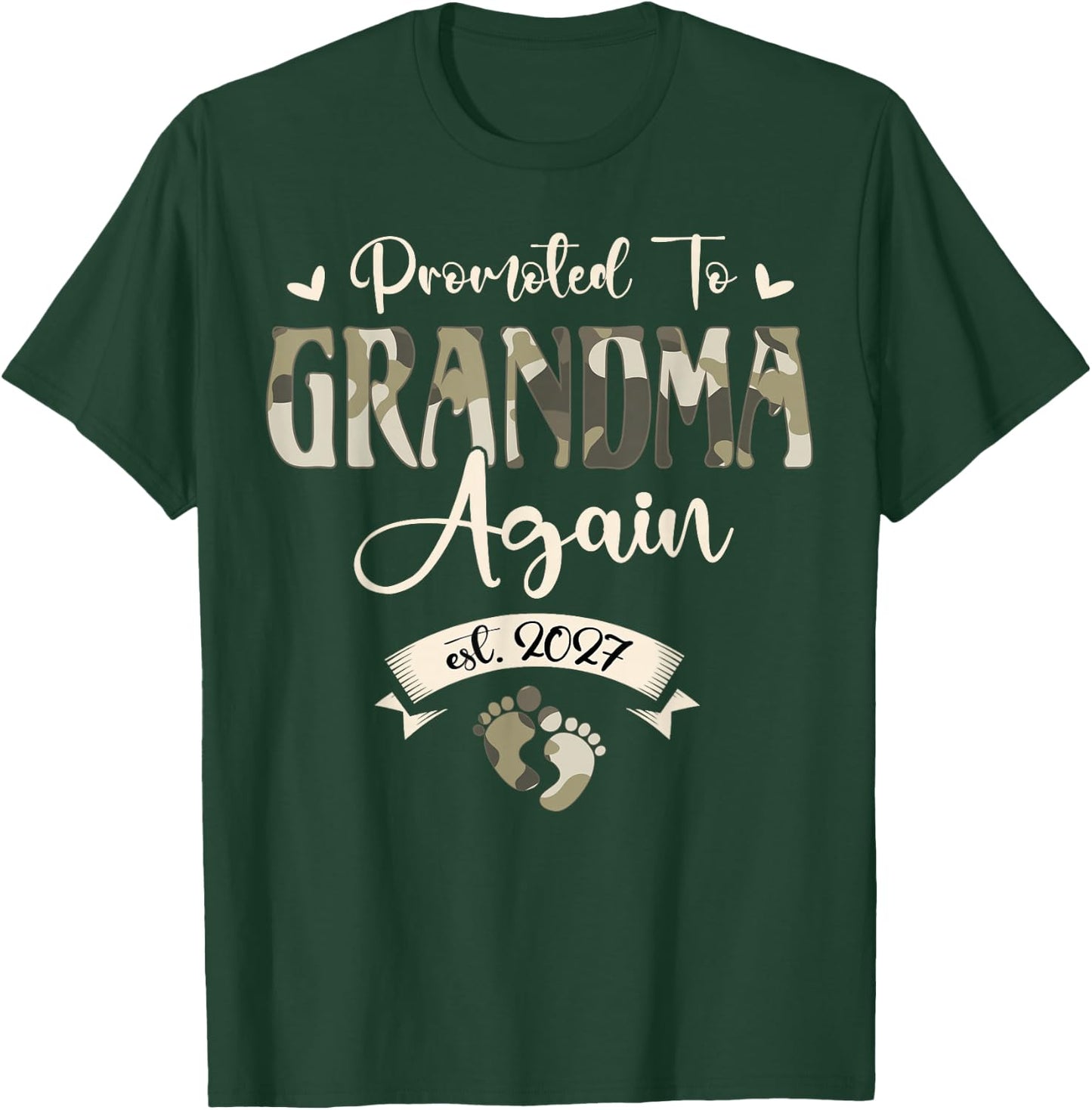 Promoted to Grandma Again 2027 T-Shirt - T-Shirt | Forest