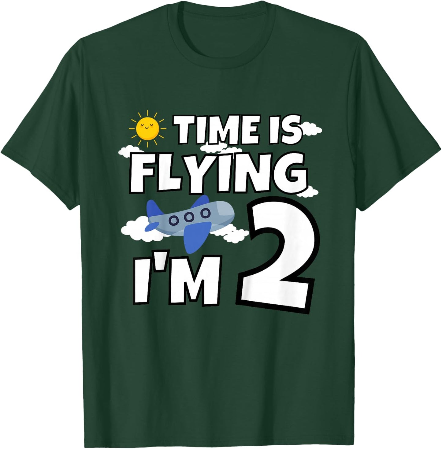 Airplane Pilot Flying in the Sky 2 Year Old 2nd Birthday T-Shirt - T-Shirt | Forest