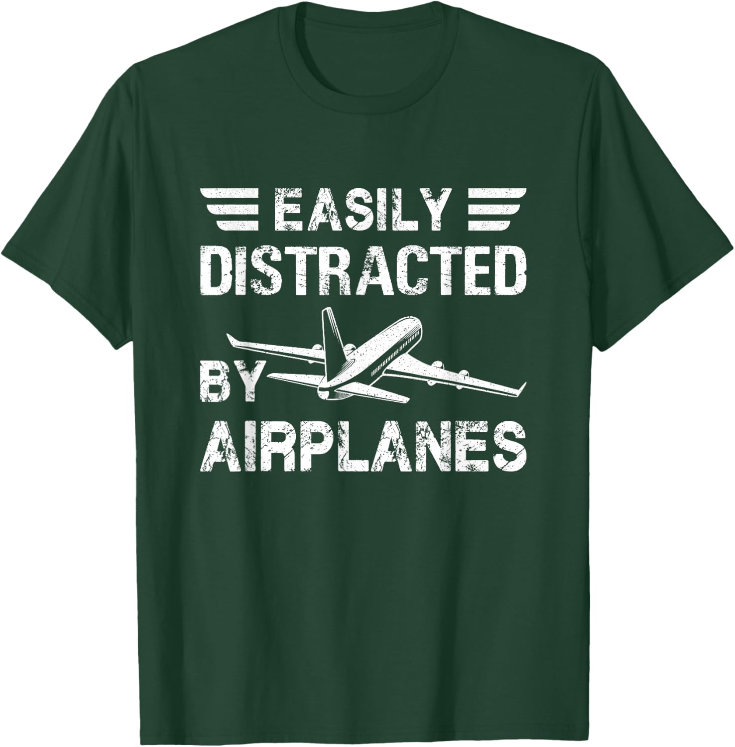 Easily Distracted By Airplanes Shirt Funny Pilot Flying Gift T-Shirt - T-Shirt | Forest