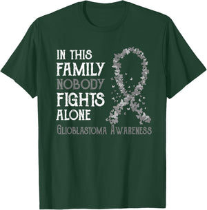Glioblastoma Family In This Family Nobody Fights Alone Glioblastoma Awareness - Black, , Adult, Short Sleeve, Classic Fit, , Cotton 65% Polyester 35%, Size Small T-Shirt - T-Shirt | Forest