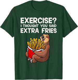 French Fries Lover Sloth Women Extra Fries Potatoes T-Shirt - T-Shirt | Forest