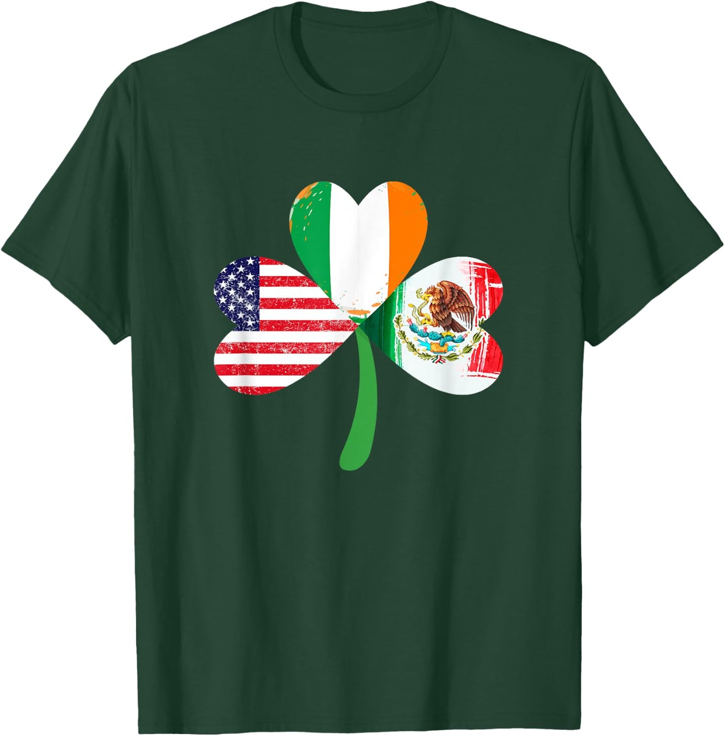 American Ireland Mexican Lucky Leaf Irish St. Patrick's Day T-Shirt - T-Shirt | Forest