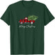 Merry Christmas Tree on Buffalo Plaid Truck T-Shirt - T-Shirt | Forest