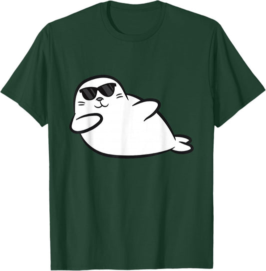 Dabbing Seal Dancing Seal Cute Seals T-Shirt - T-Shirt | Forest