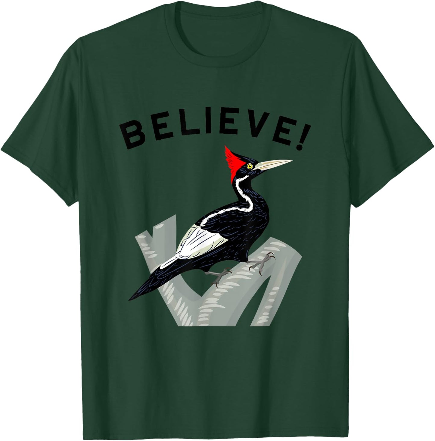 Birdwatching Gifts for Birders Endangered Ivory-Billed Woodpecker T-Shirt - T-Shirt | Forest