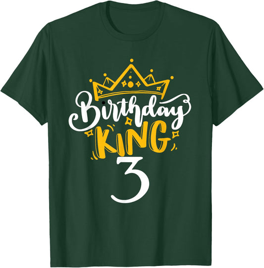 3rd Birthday King 3 Years Old Party Ideas For Boys T-Shirt - T-Shirt | Forest