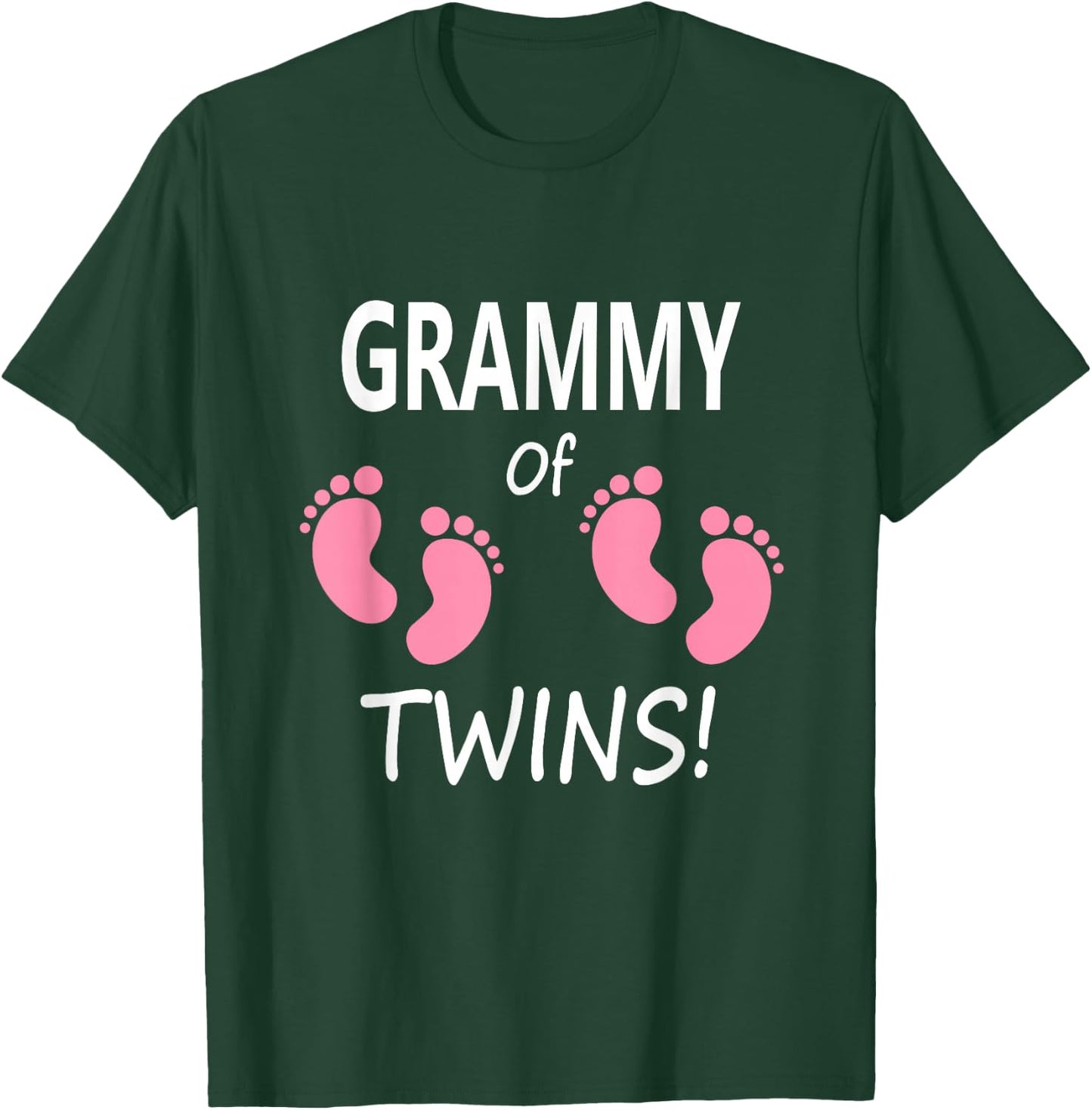 Women's Grandmother Grandma Grammy Twin Girls Pink Footprints T-Shirt - T-Shirt | Forest