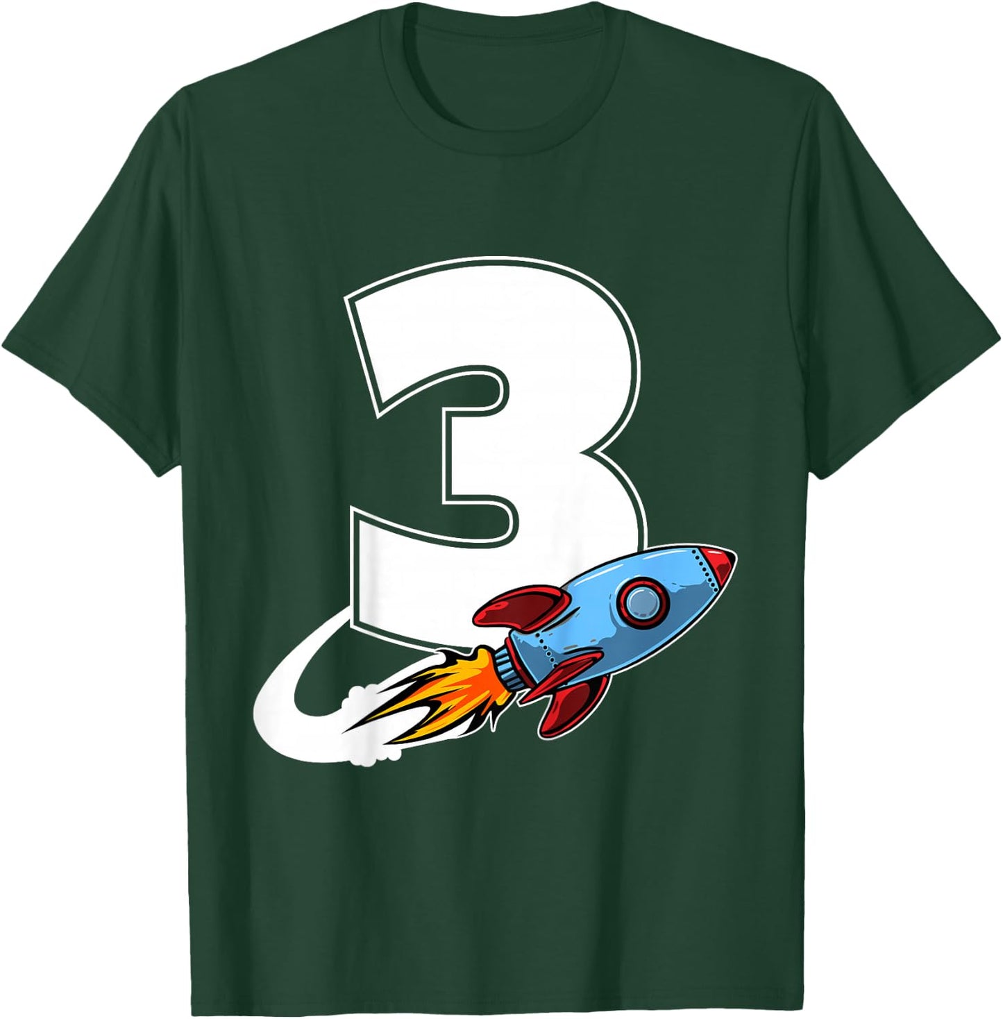 Outer Space 3 Year Old 3rd Birthday Three Rocket Ship Party T-Shirt - T-Shirt | Forest