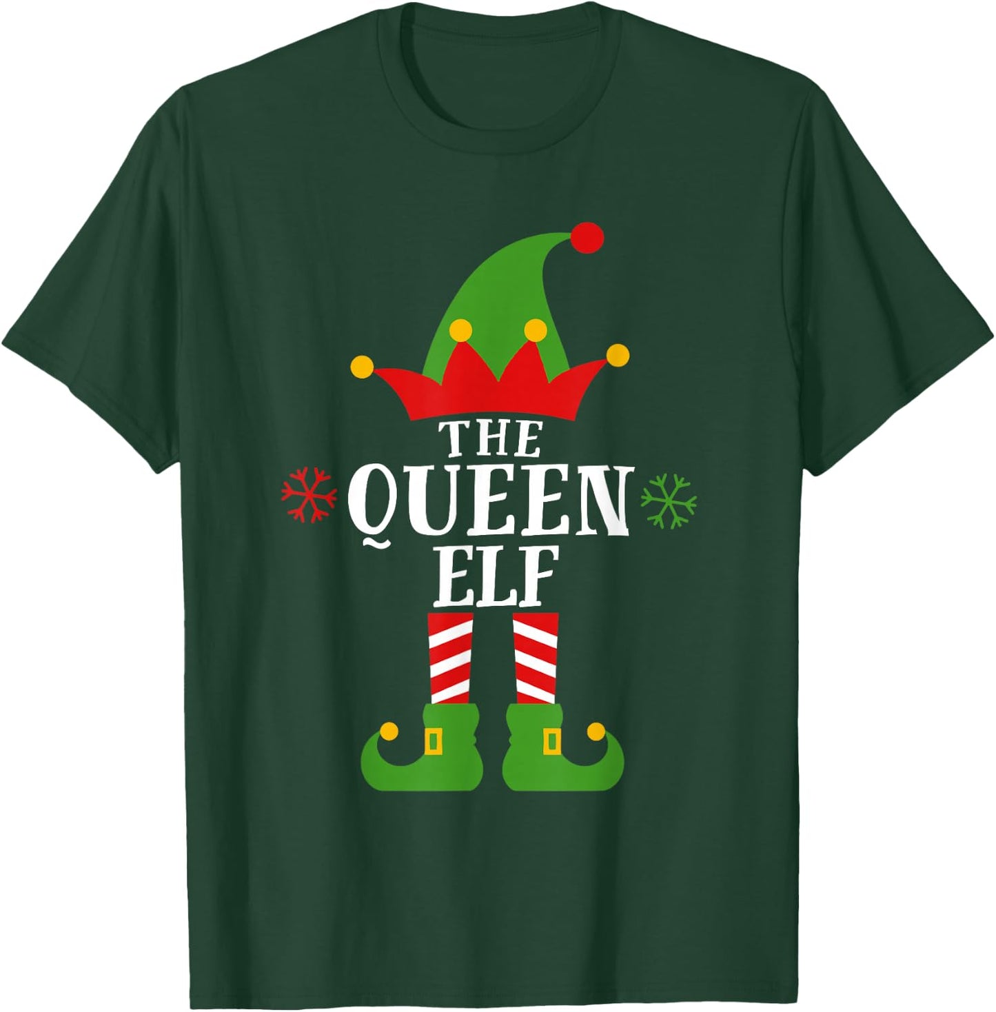Queen Elf Funny Matching Family Christmas Pajama Girl T-Shirt - T-Shirt | Forest