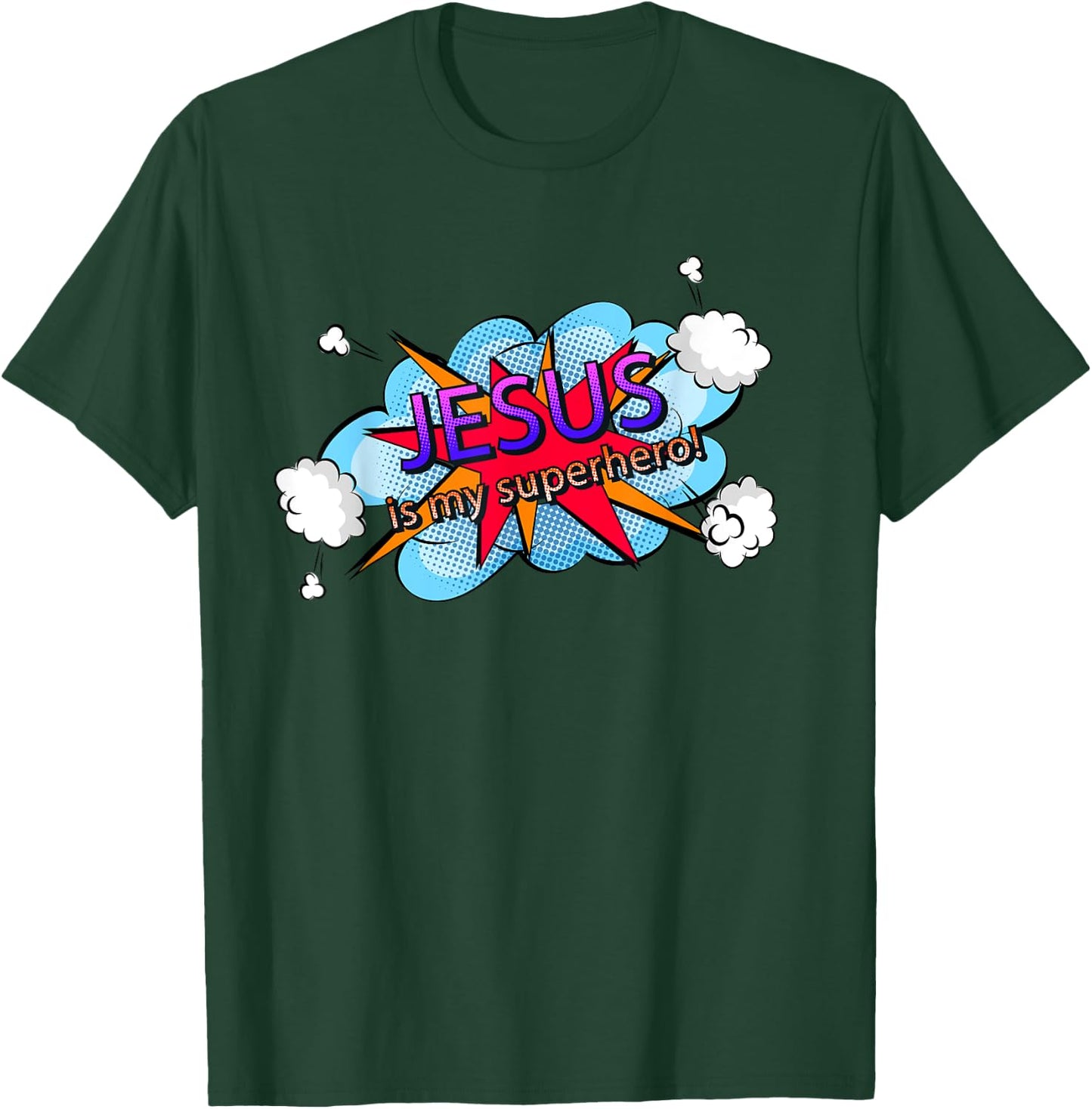 Jesus Is My Superhero Cute Powerful Christian Gift Comic T-Shirt - T-Shirt | Forest