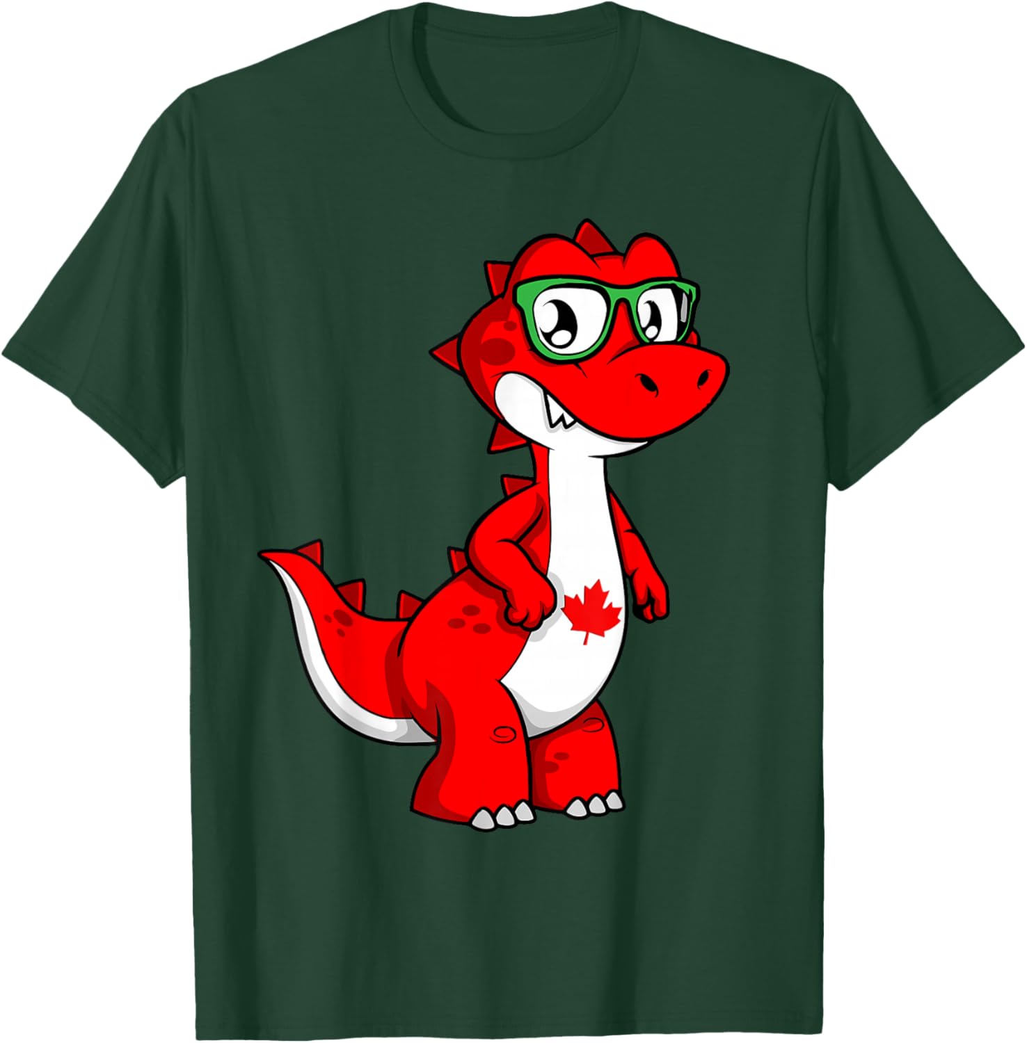 Canada Kids Flag Funny Red Dinosaur Toddler Shirt Flag T-Shirt - T-Shirt | Forest