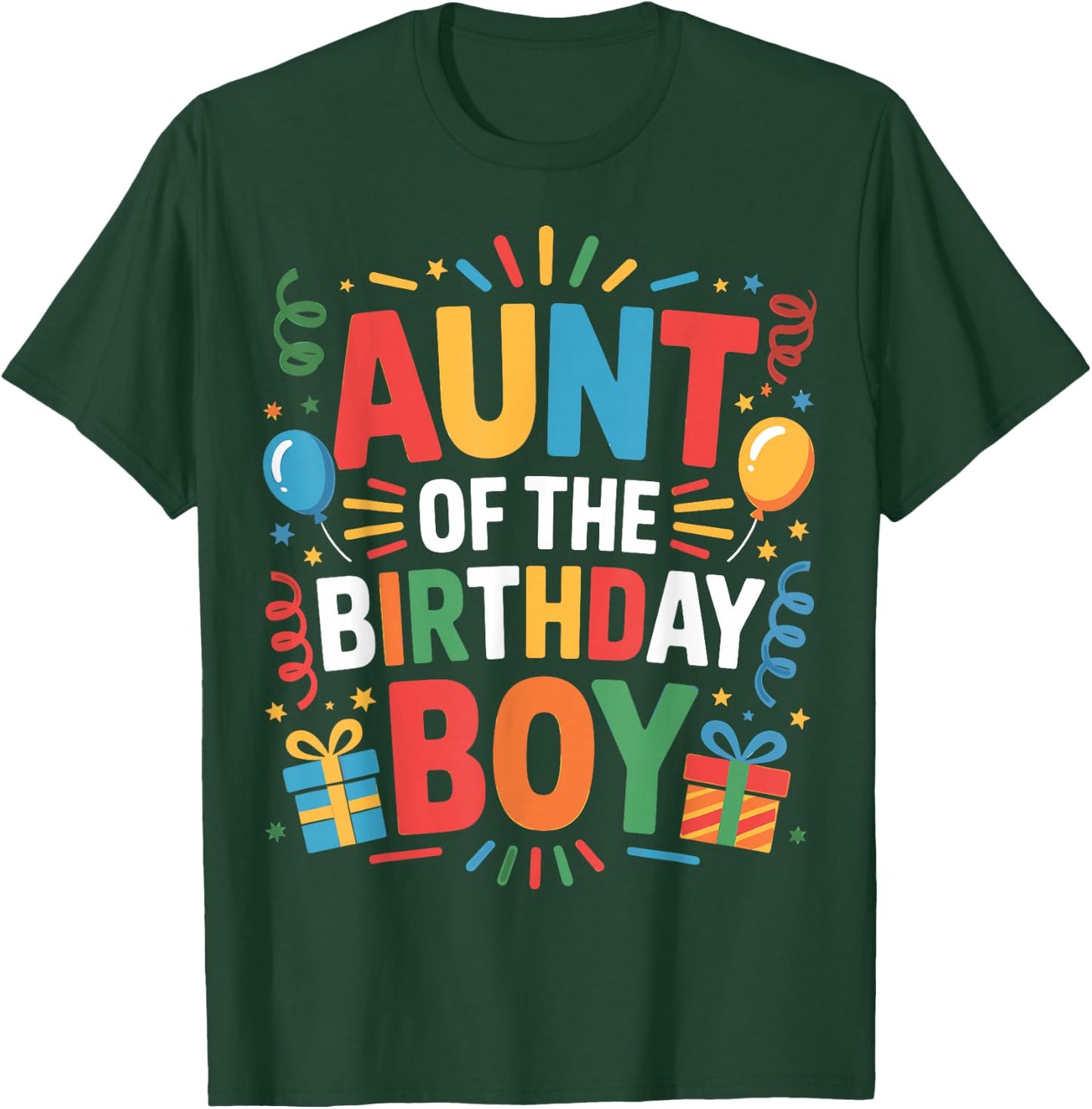 Funny Aunt of the Birthday Boy Cute Family Matching Party T-Shirt - T-Shirt | Forest