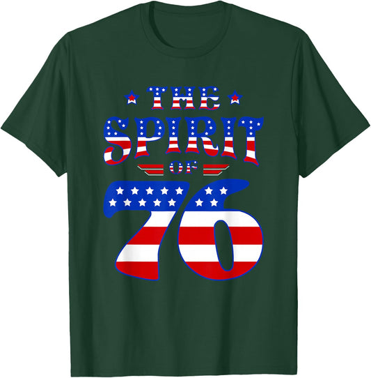 Vintage The Spirit 76 4th of July Patriotic Americans T-Shirt - T-Shirt | Forest