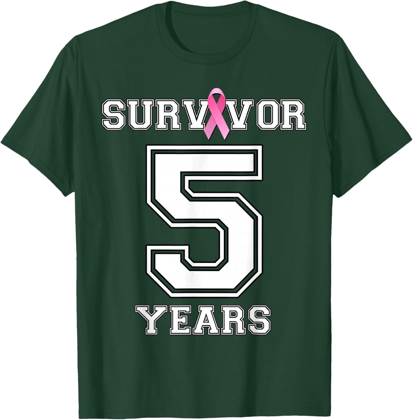 5 Years Breast Cancer Survivor Gifts Pink Ribbon T-Shirt - T-Shirt | Forest