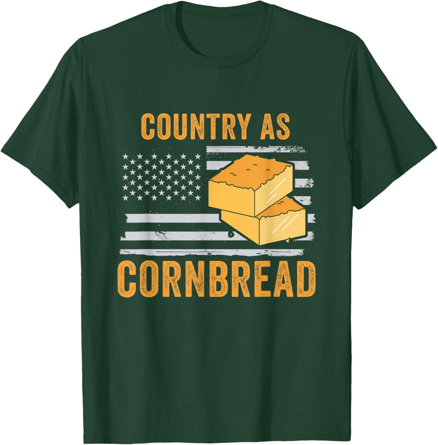 Country As Cornbread Food Thanksgiving Flag USA Cornbread T-Shirt - T-Shirt | Forest