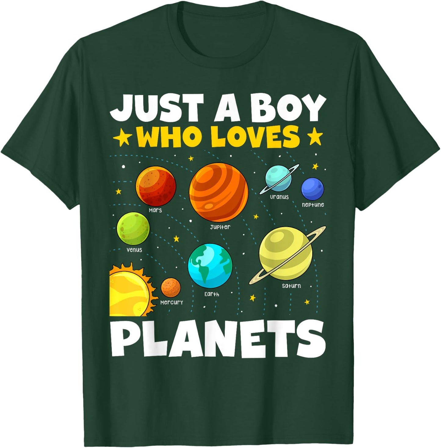 Just A Boy Who Loves Planets Solar System Space Science T-Shirt - T-Shirt | Forest
