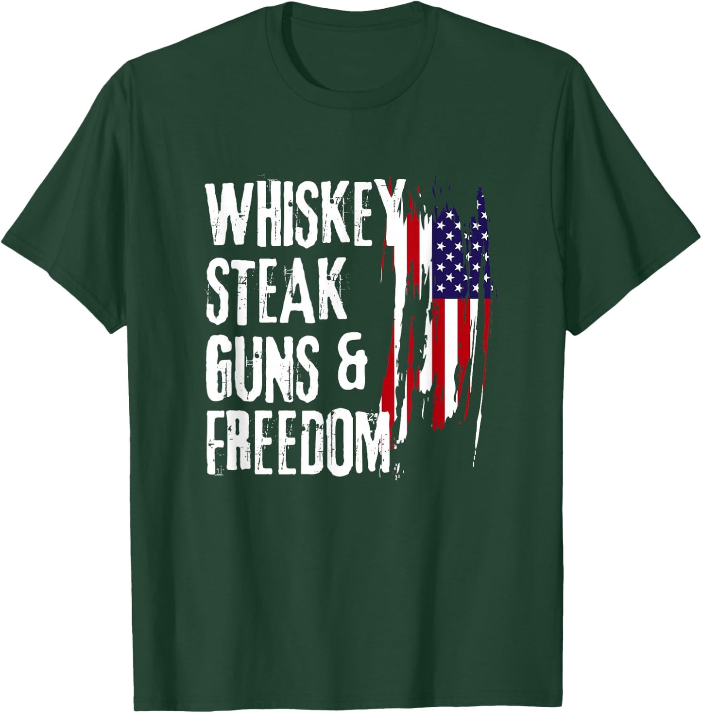 Whiskey Steak Guns & Freedom Cool Whiskey Freedom T-Shirt - T-Shirt | Forest