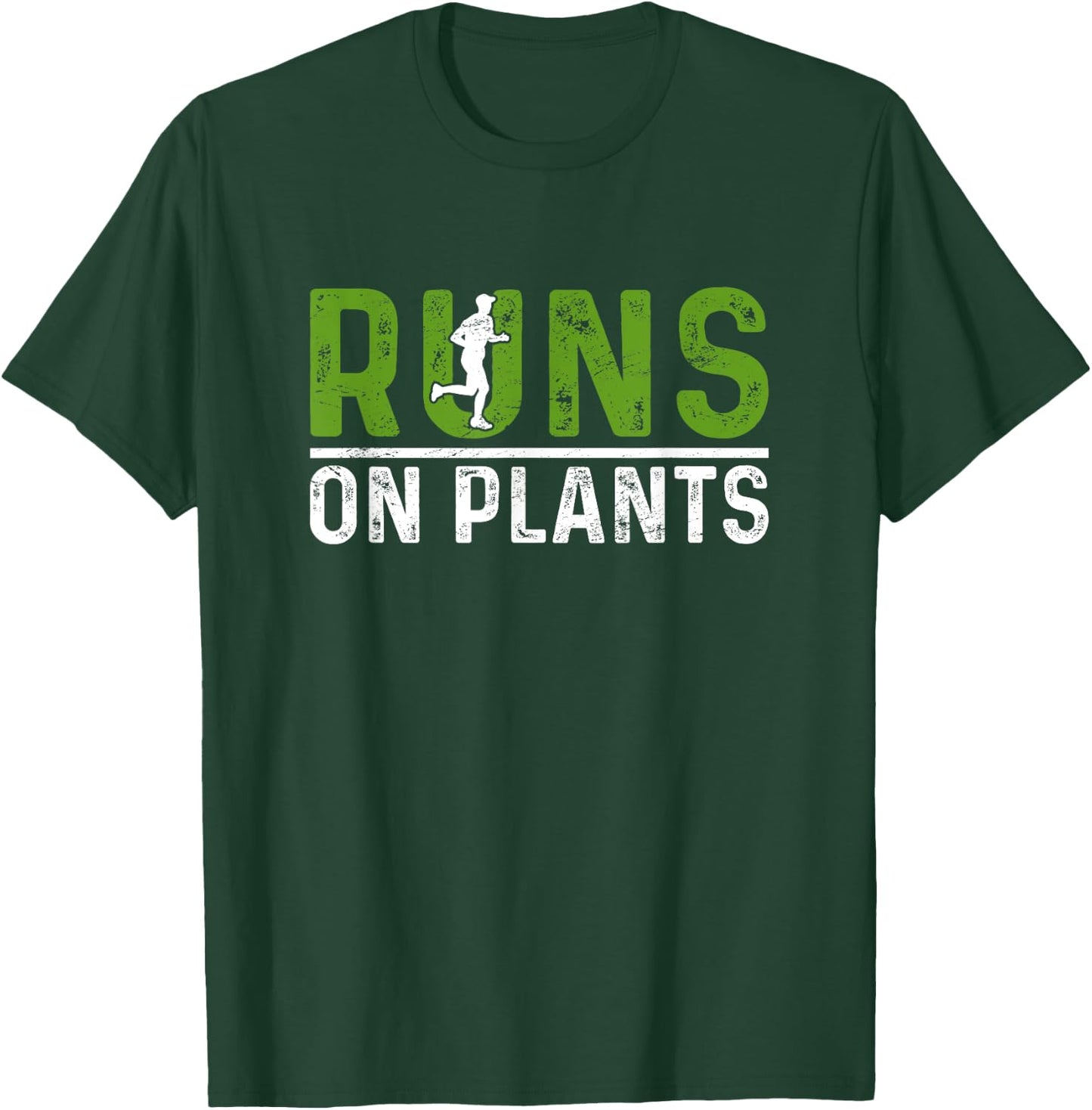 Runs On Plants Vegan Runner Vegetarian Running Marathon T-Shirt - T-Shirt | Forest