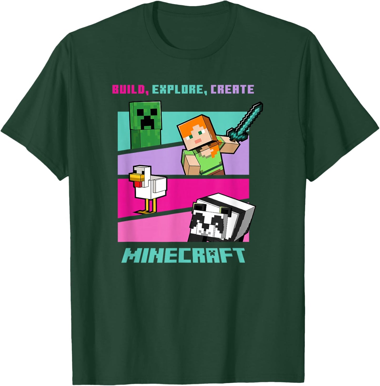 Minecraft Build Explore Create Group Poster T-Shirt - T-Shirt | Forest
