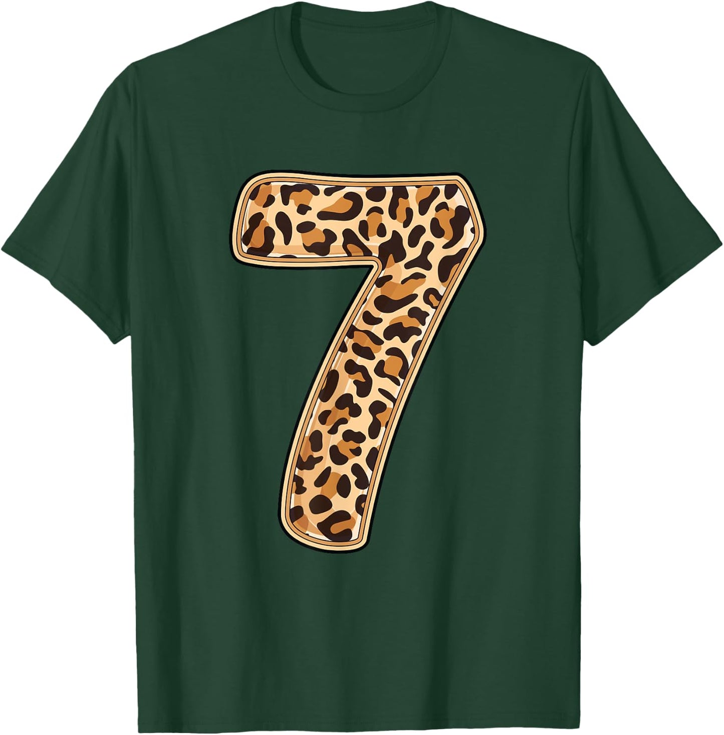 Leopard 7th Birthday Party 7 Seven Years Old Wild Cats Kids T-Shirt - T-Shirt | Forest