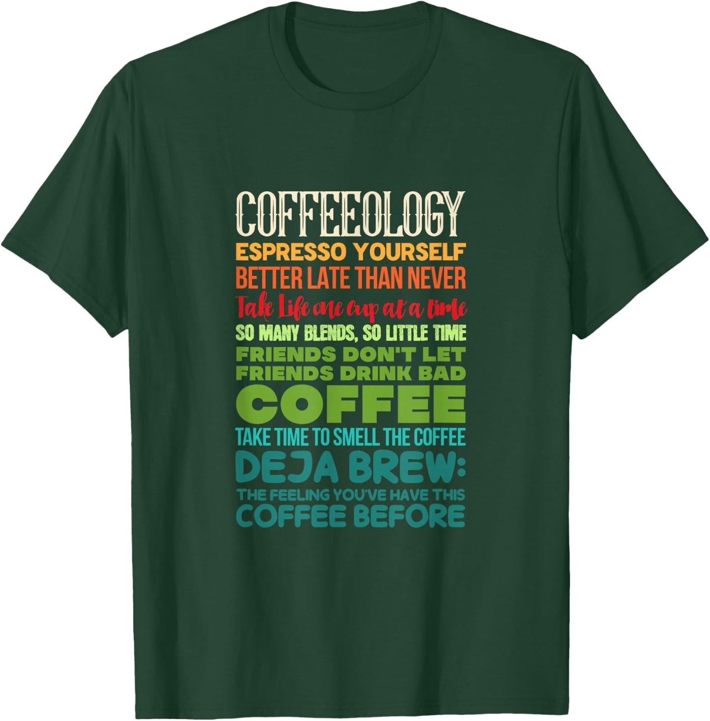 Coffeeology Coffee Espresso Latte Caffeine Drinking Retro T-Shirt - T-Shirt | Forest