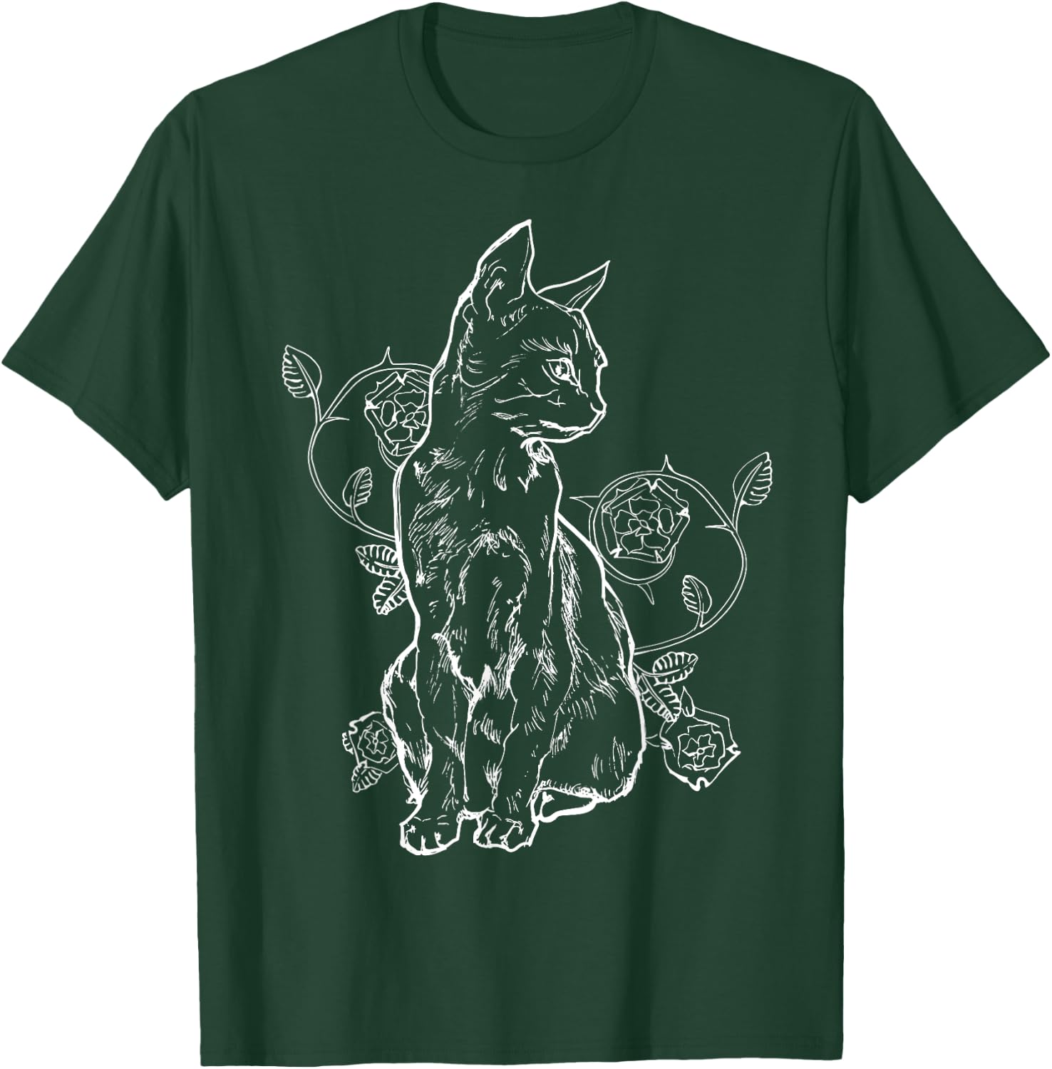 Black Roses Alt Aesthetic Nu Goth Teen Goth Cat T-Shirt - T-Shirt | Forest