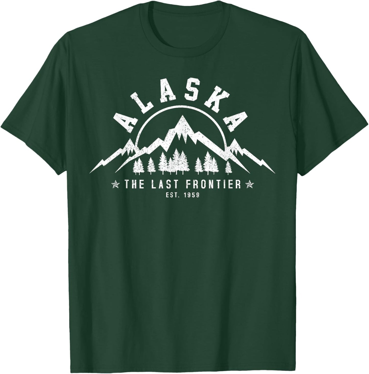Alaska The Last Frontier Est. 1959 Mountains Nature Gift T-Shirt - T-Shirt | Forest