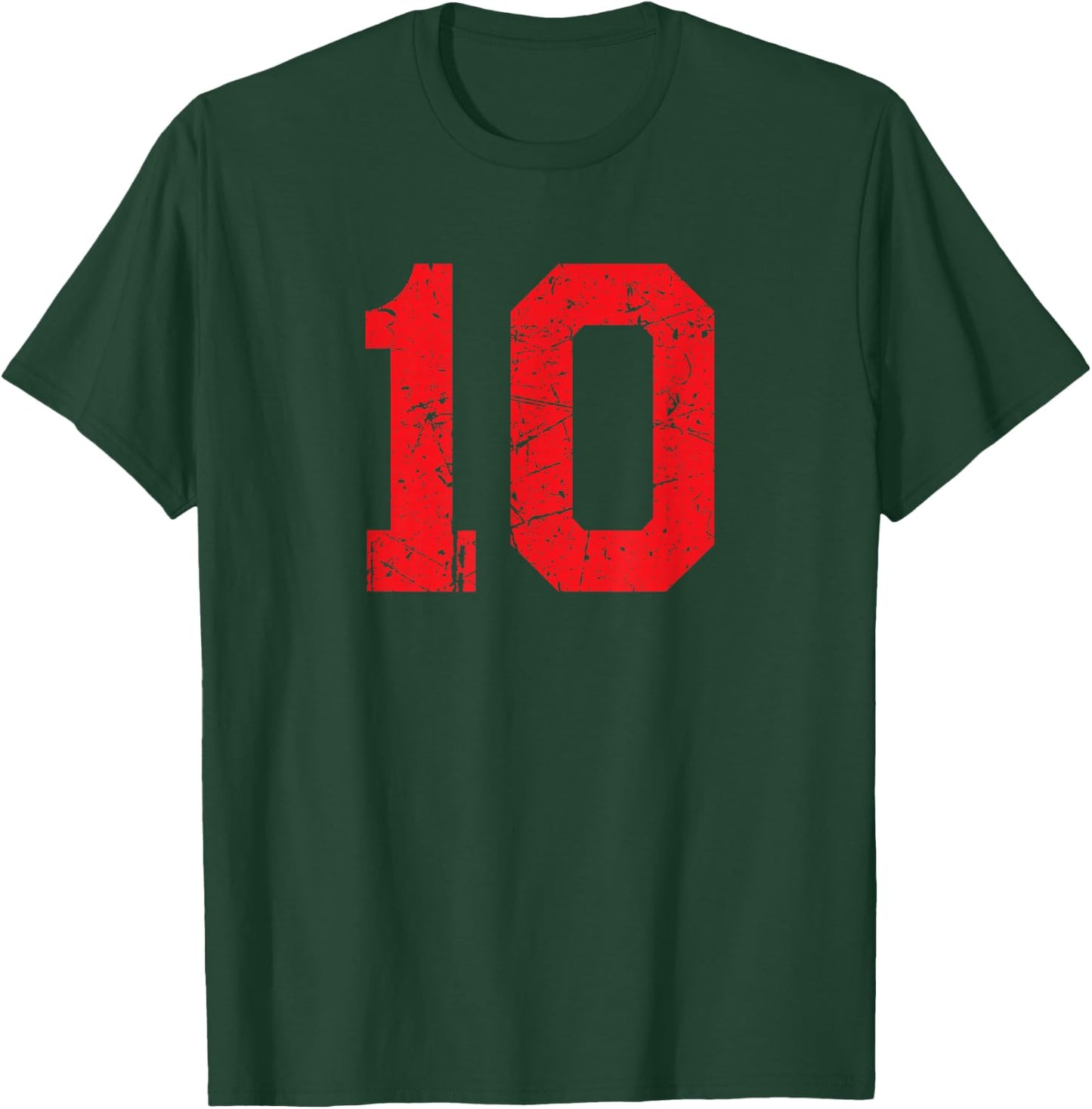 Number #10 Sport Red Vintage Plain Number T-Shirt - T-Shirt | Forest