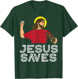 Jesus Saves Baseball God Sports Christian Men Women Kids T-Shirt - T-Shirt | Forest