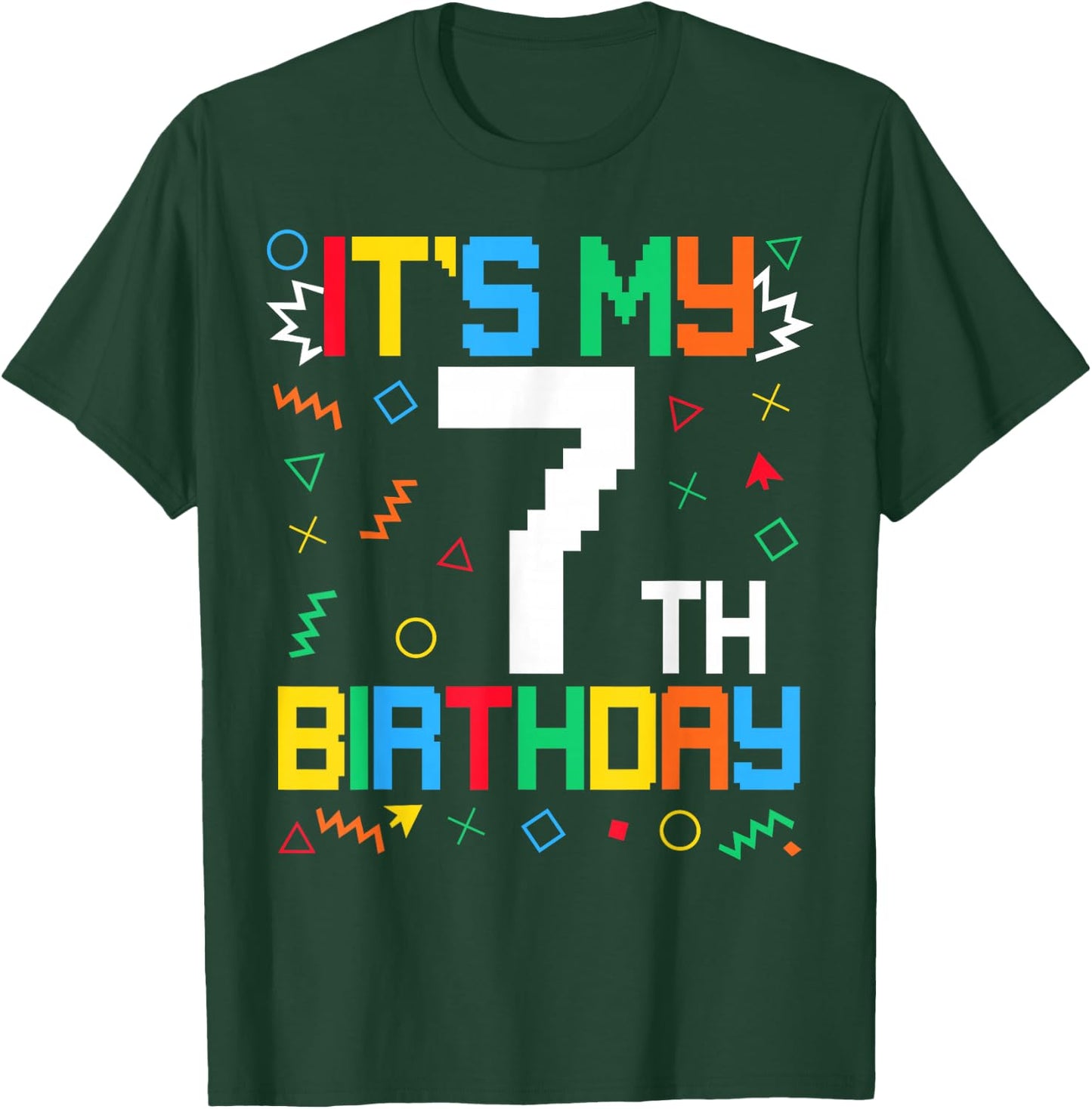 It's My 7th Birthday Gamer Kids Video Game Birthday T-Shirt - T-Shirt | Forest