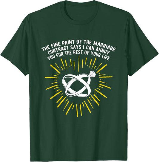 Print of the Marriage Contract Wedding Funny T-Shirt - T-Shirt | Forest