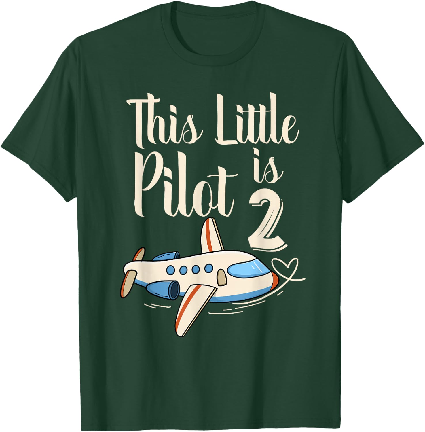 Kids 2 Year Old Boy Girl Airplane Pilot 2nd Birthday Party T-Shirt - T-Shirt | Forest
