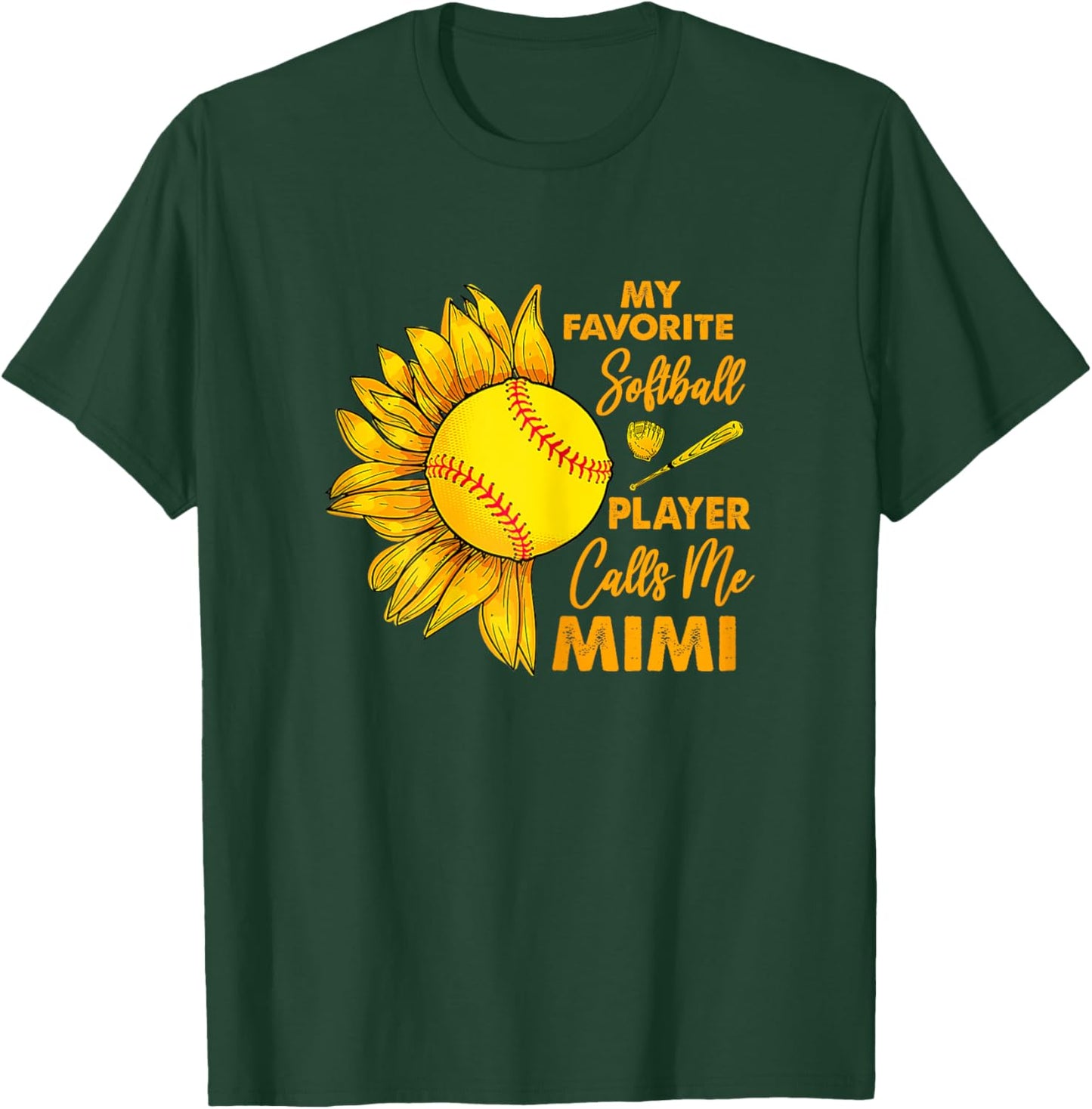 My Favorite Softball Player Calls Me Mimi Sunflower T-Shirt - T-Shirt | Forest