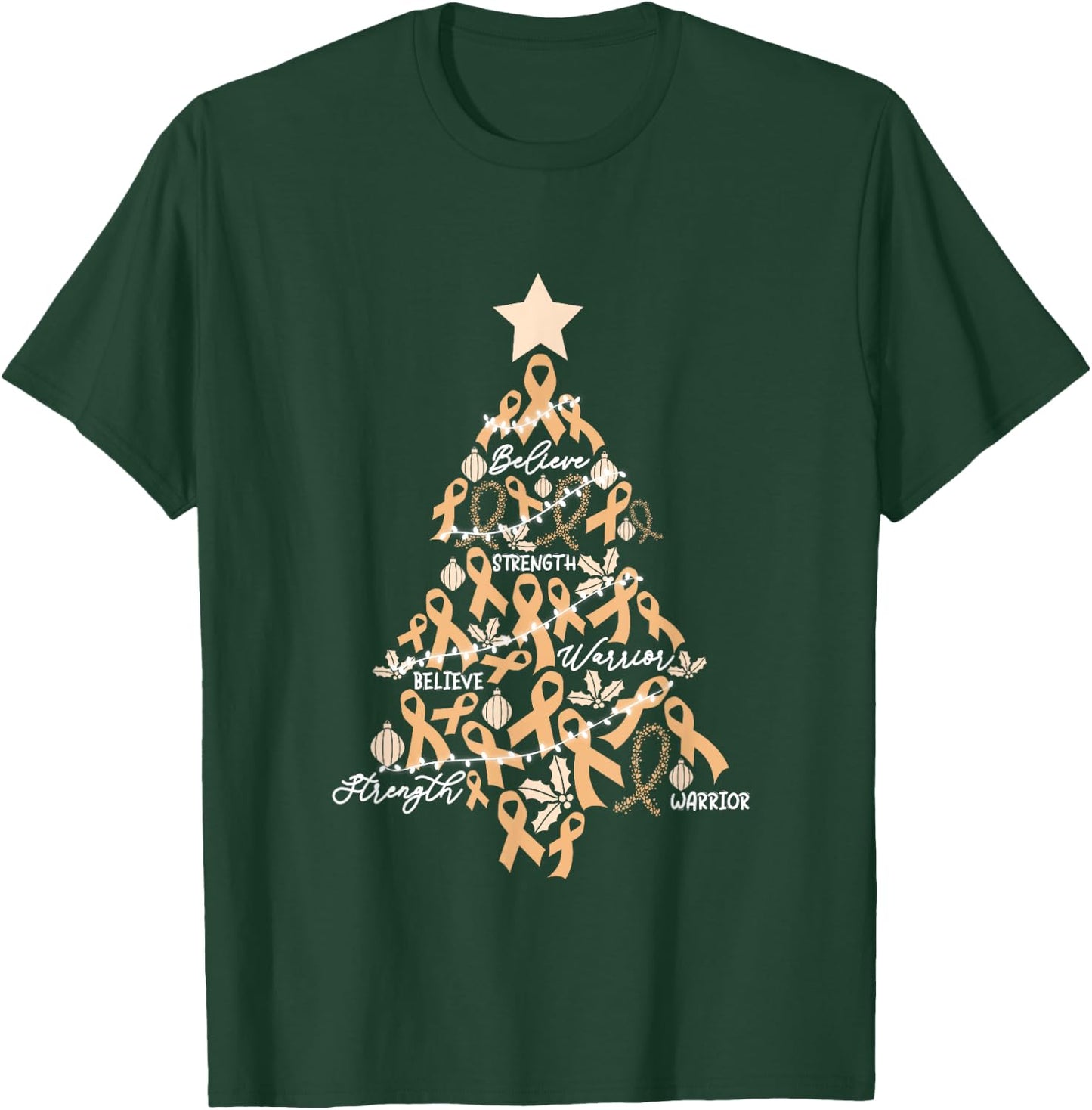 Christmas Uterine Cancer Endometrial Awareness Ribbon T-Shirt - T-Shirt | Forest