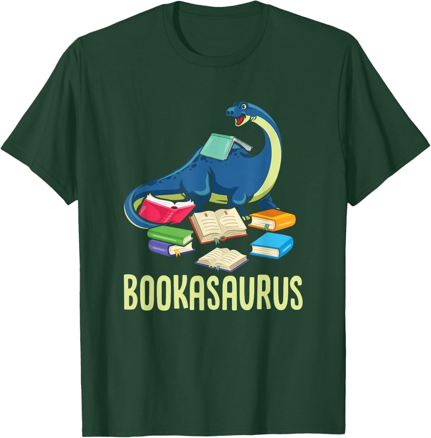 Bookasaurus Book Lover Reading Books Funny Dino Lover Gift T-Shirt - T-Shirt | Forest