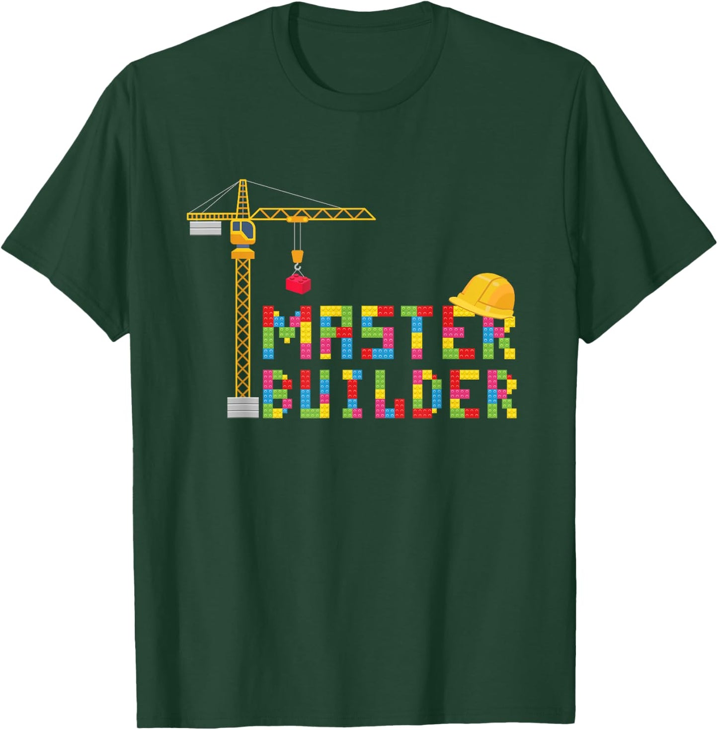 Master Builder Engineer Construction Building Bricks Blocks T-Shirt - T-Shirt | Forest