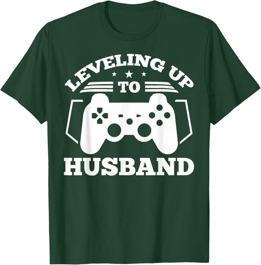Gamer Engagement gift, Leveling Up To Husband design T-Shirt - T-Shirt | Forest