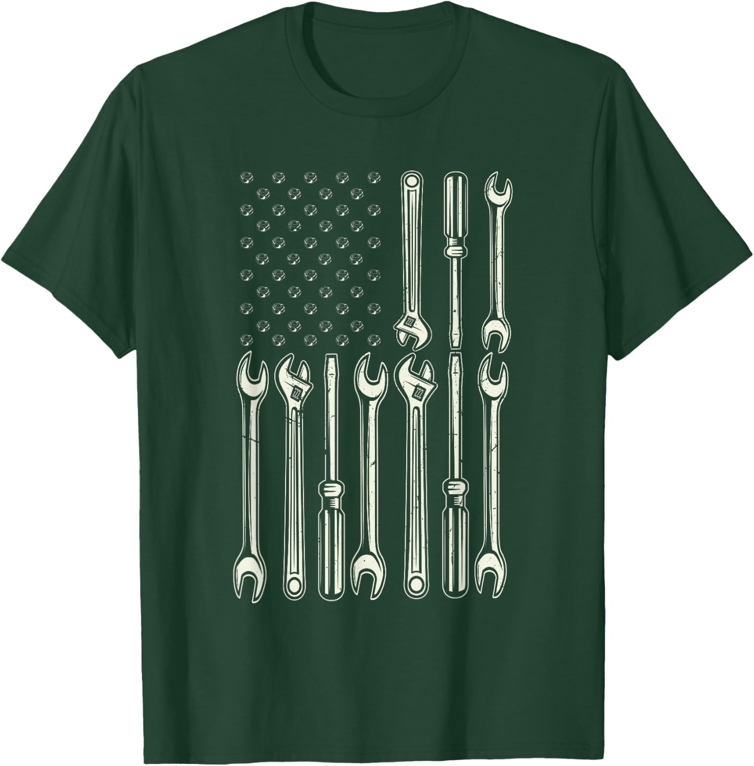 Mechanic USA Flag Patriotic Flag Mechanic T-Shirt - T-Shirt | Forest