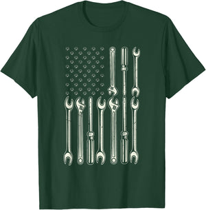 Mechanic USA Flag Patriotic Flag Mechanic T-Shirt - T-Shirt | Forest