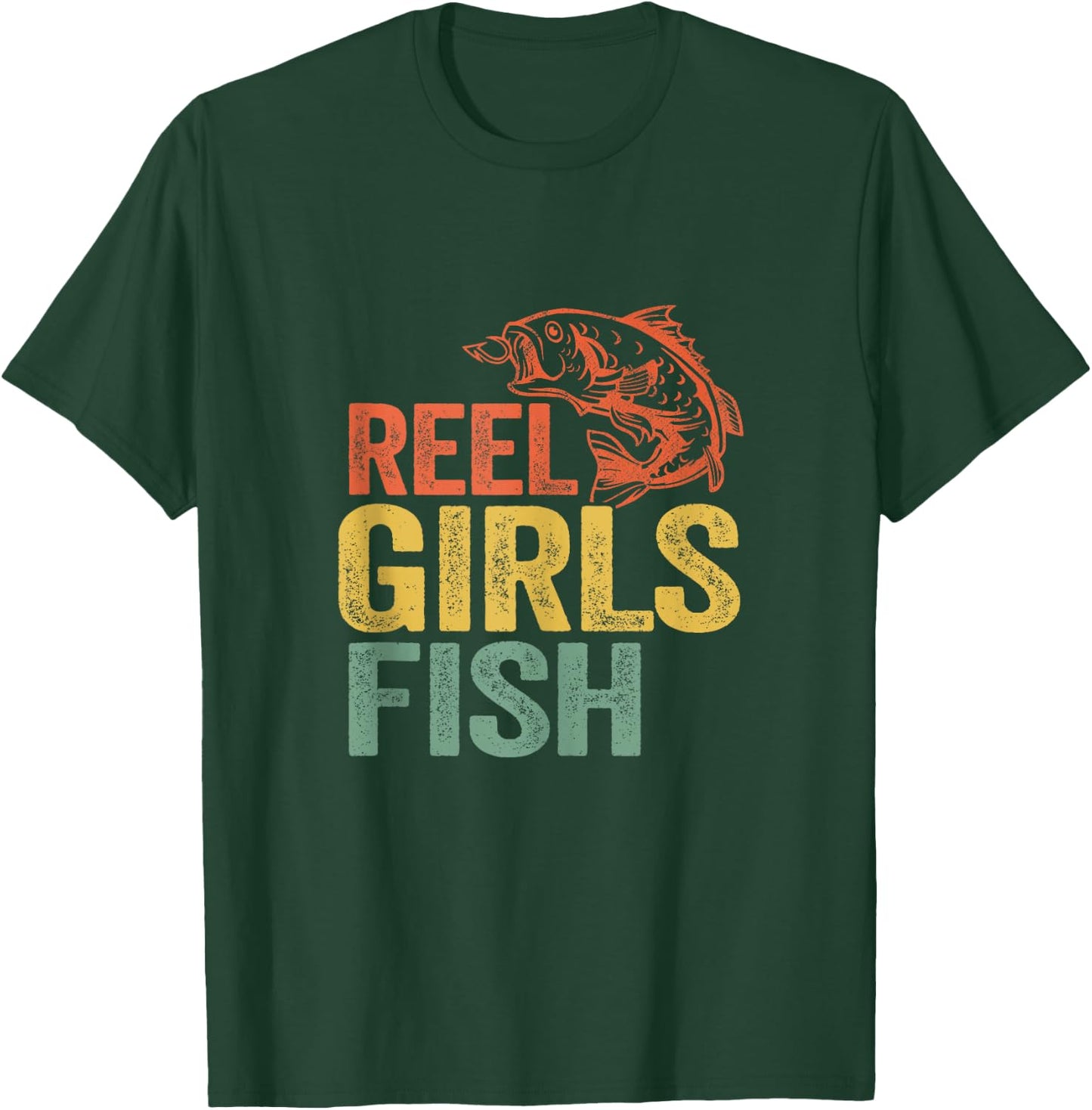Reel Girls Fish Bass Fishing Funny Fisherwoman Mom Fishing T-Shirt - T-Shirt | Forest