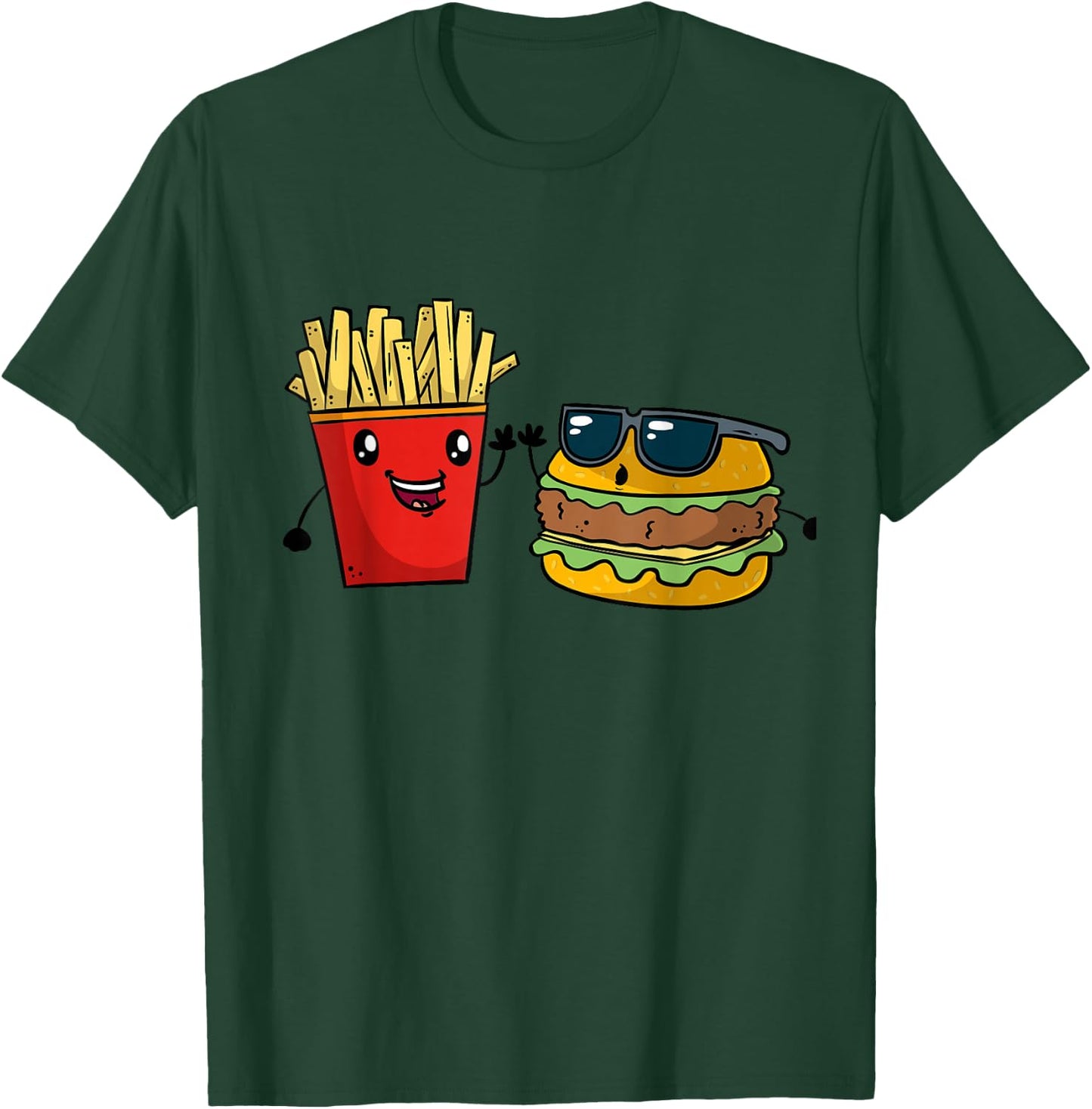 Funny Fast Food Hamburger French Fries Besties Gift T-Shirt - T-Shirt | Forest