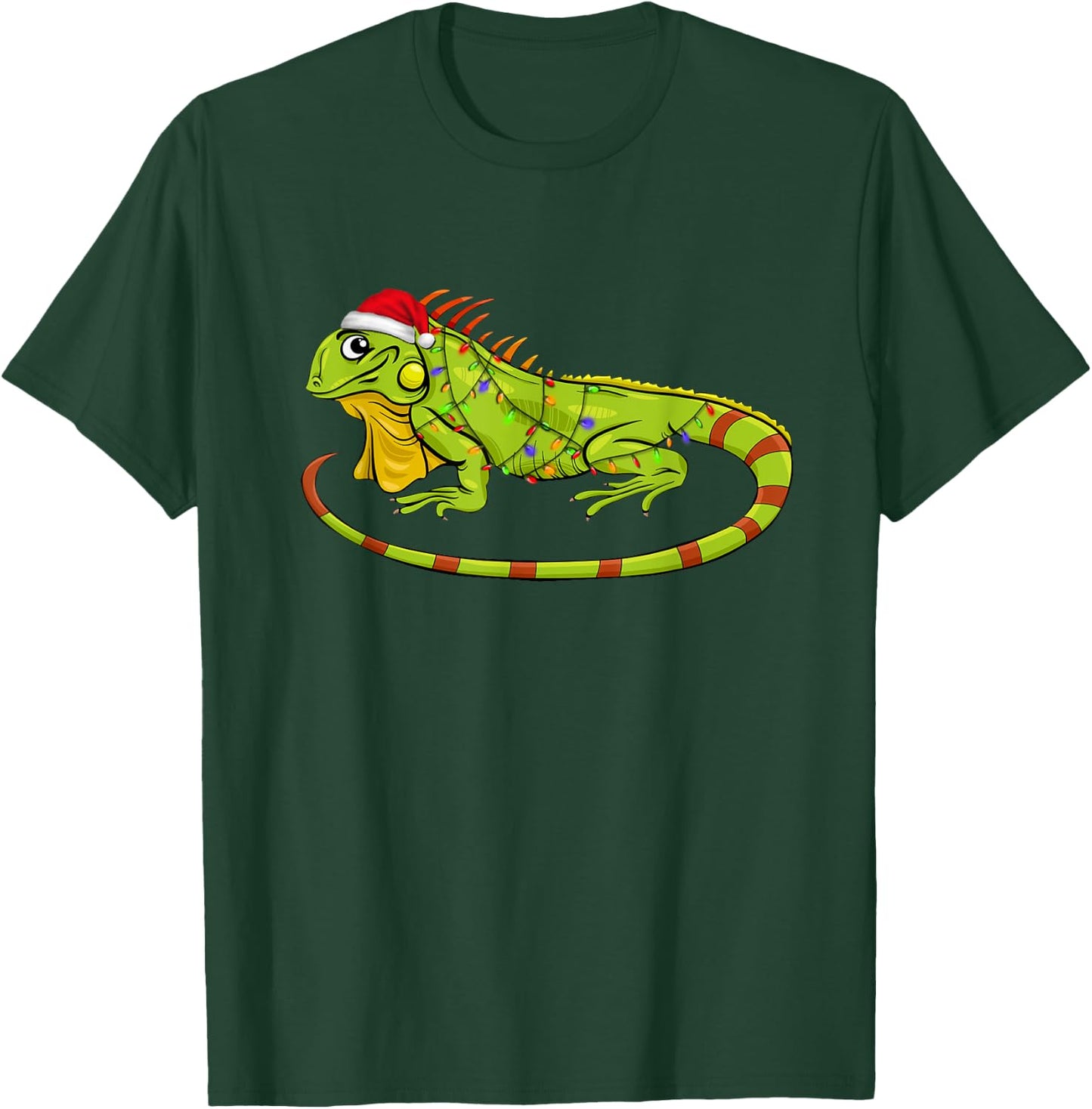 Iguana Christmas Light Sweater Funny Animals Lover Xmas Gift T-Shirt - T-Shirt | Forest