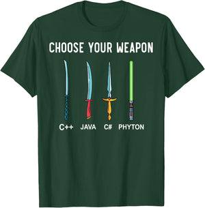 Python Choose Your Weapon - Programmer Coding T-Shirt - T-Shirt | Forest
