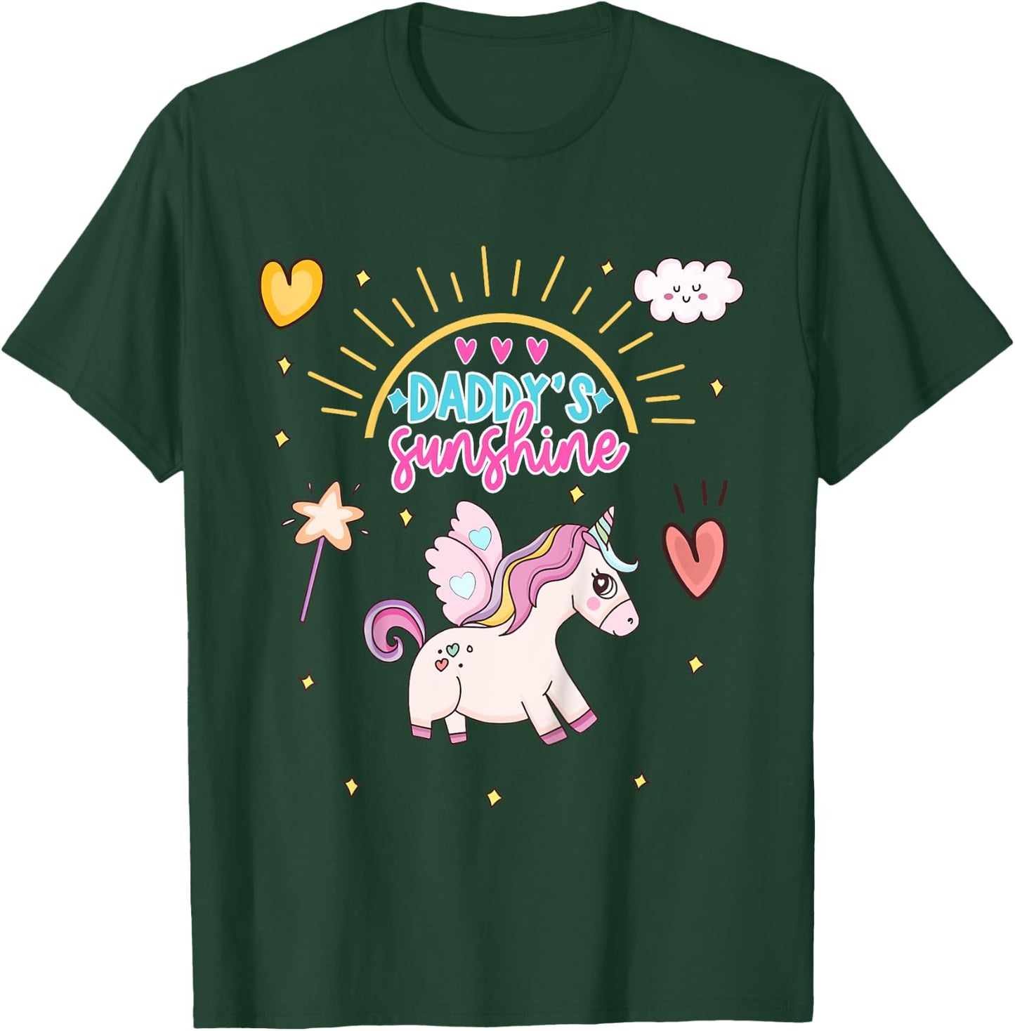 Unicorn with Wings Daddy's Sunshine Daddy's Favorite T-Shirt - T-Shirt | Forest