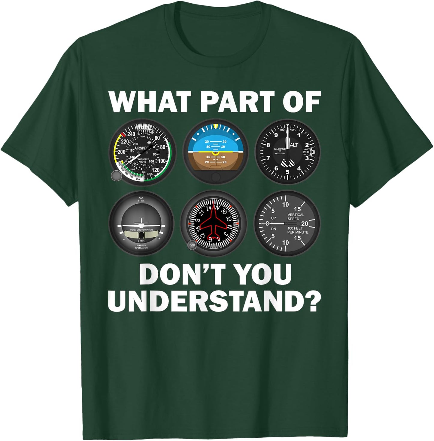 Funny Pilot Art Men Women Aviation Airline Pilot Instruments Small T-Shirt - T-Shirt | Forest